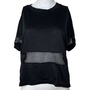 Black Mesh Panel Women's Top